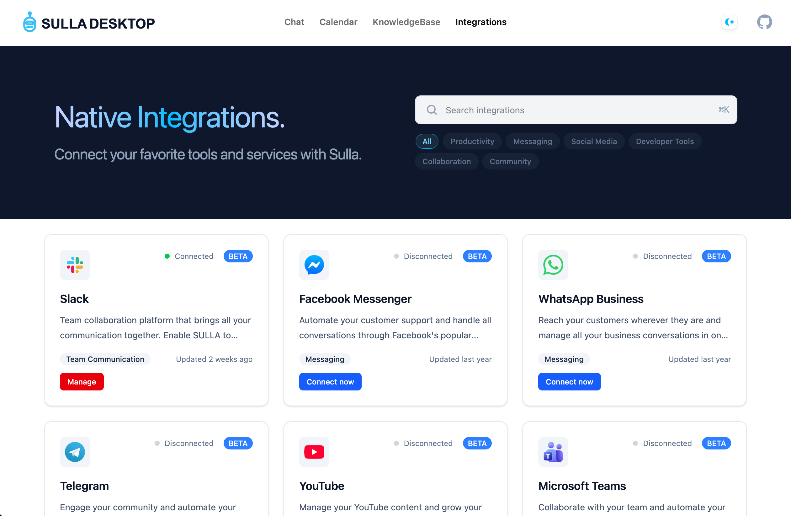 Integrations Light Theme
